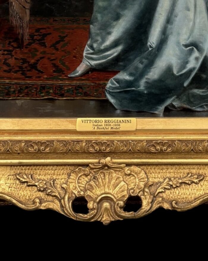 A close up of a name plate on the frame for bashful model by Vittorio Reggianini